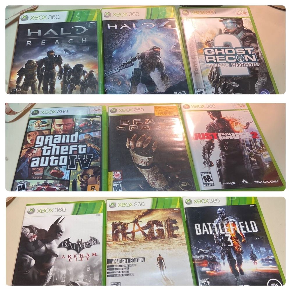 9 XBOX 360 Games CIB Manuals GTA IV Halo 4 Ghost Recon 2 Just Cause 2 Rage +